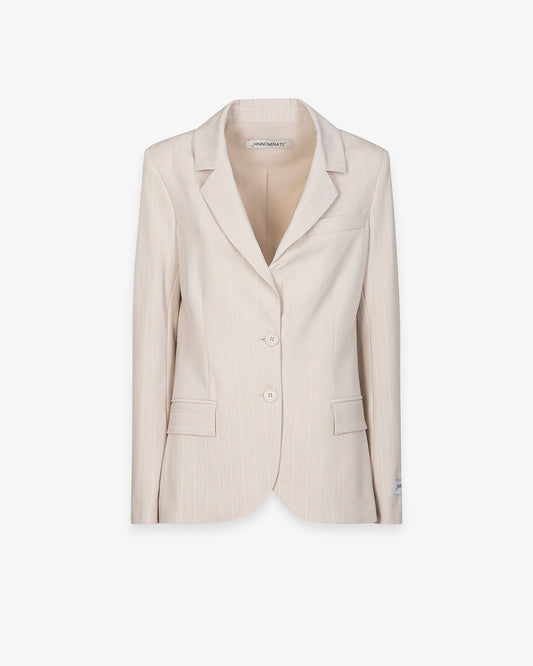 Monopetto gessato beige