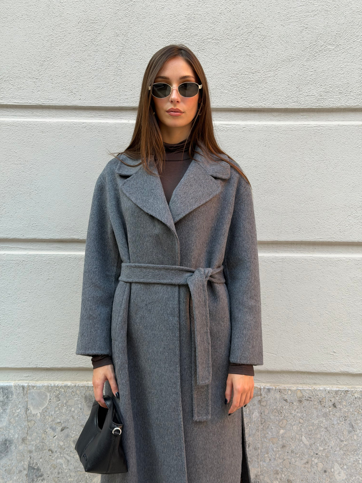Cappotto in panno grigio mélange – Glamorous