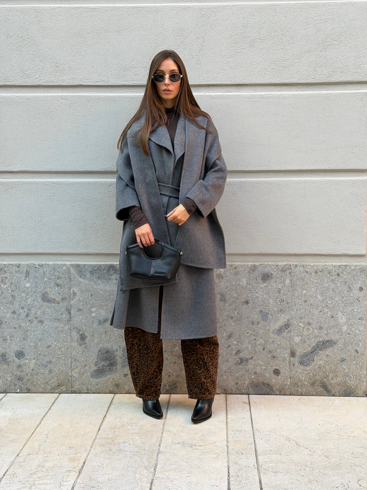 Cappotto in panno grigio mélange – Glamorous