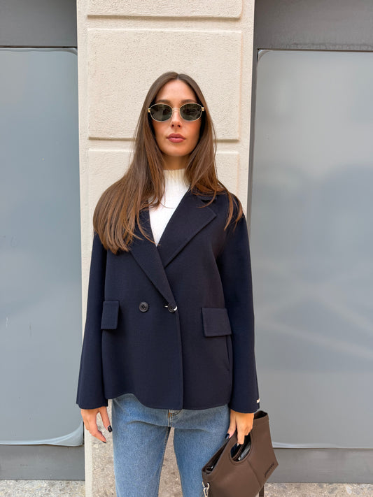 Caban doppiopetto blu navy in lana – Iblues