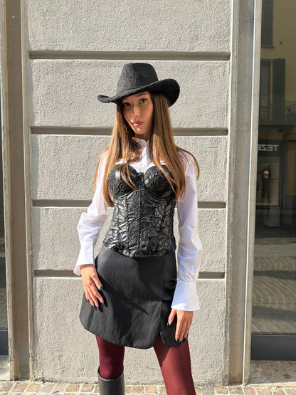 Corpetto in pizzo e pelle – Anna Rock Milano