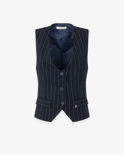Gilet blu gessato