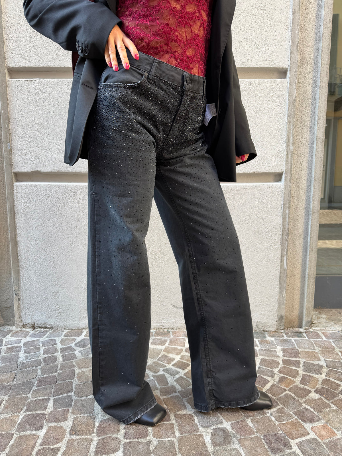 Pantalone slavato con brillantini sul davanti – Gdd Denim