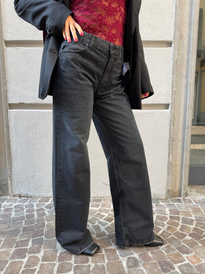 Pantalone slavato con brillantini sul davanti – Gdd Denim