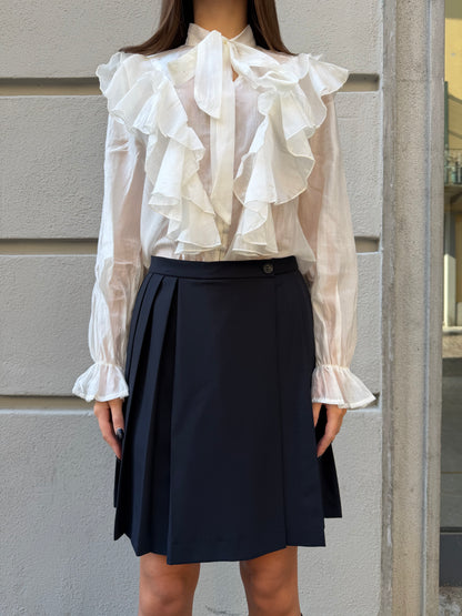 Blusa color burro con volant e cravattino – Anna Rock Milano