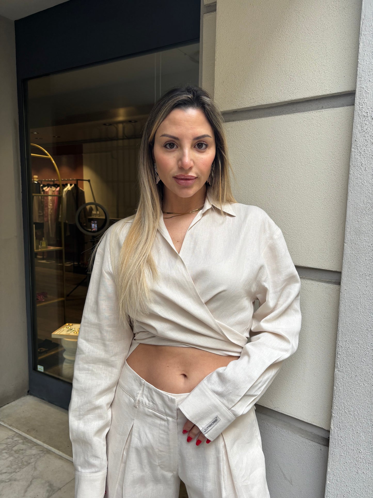 Camicia corta in lino
