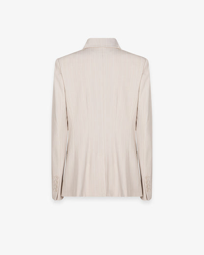 Monopetto gessato beige