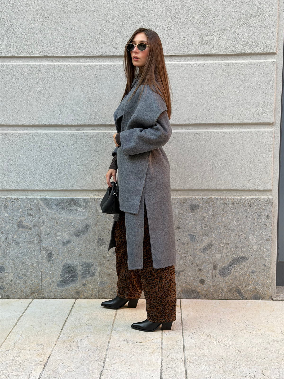 Cappotto in panno grigio mélange – Glamorous