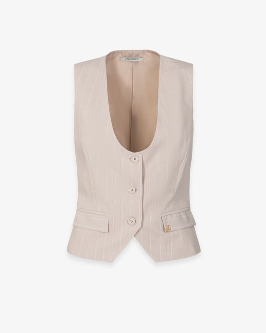 Gilet gessato beige