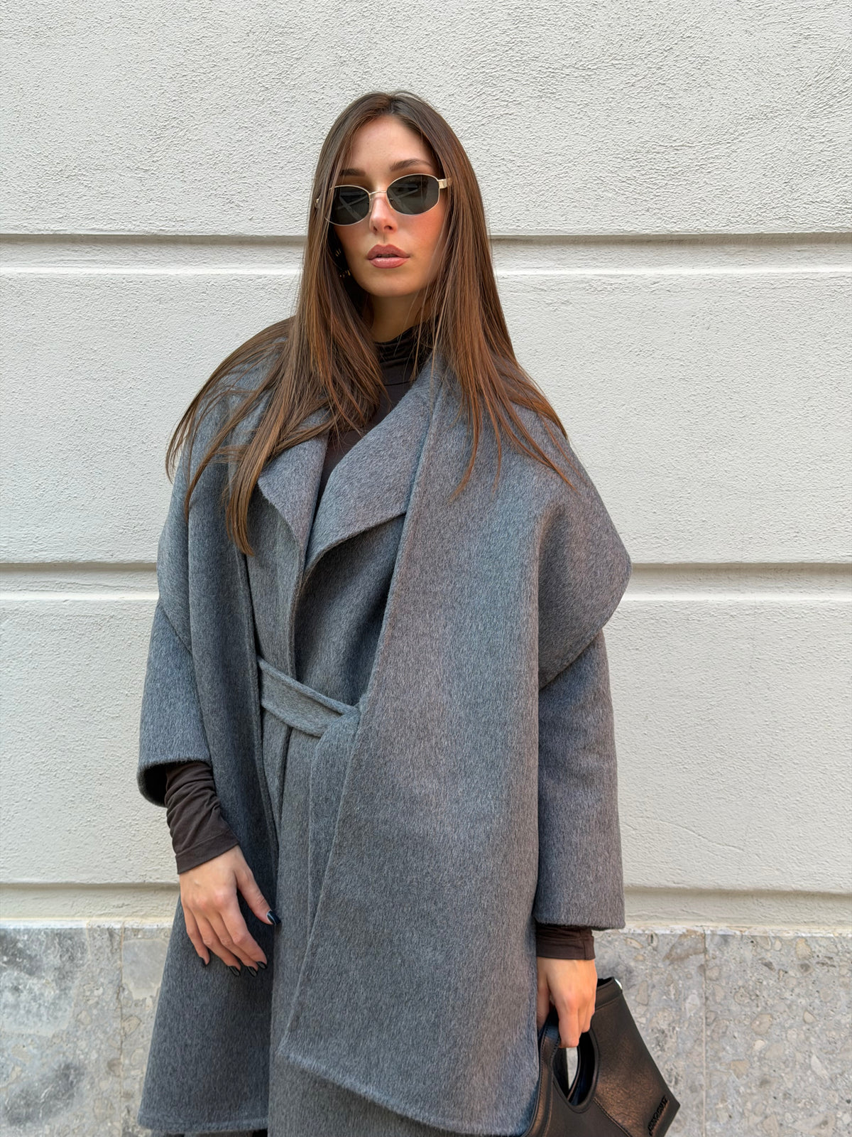 Cappotto in panno grigio mélange – Glamorous