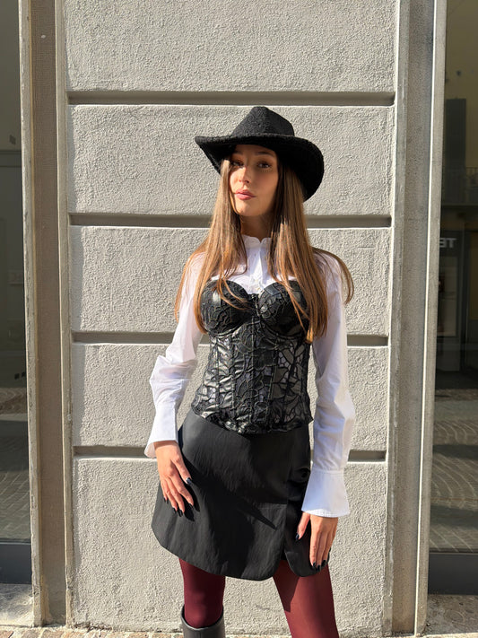 Corpetto in pizzo e pelle – Anna Rock Milano