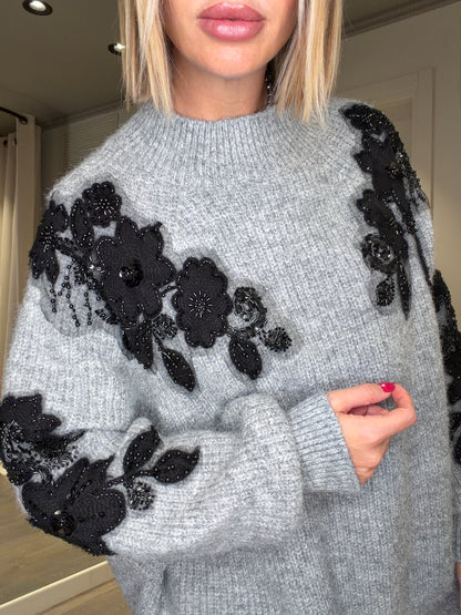 Maglia gioiello con perline, paillettes e tulle – Anna Rock Milano