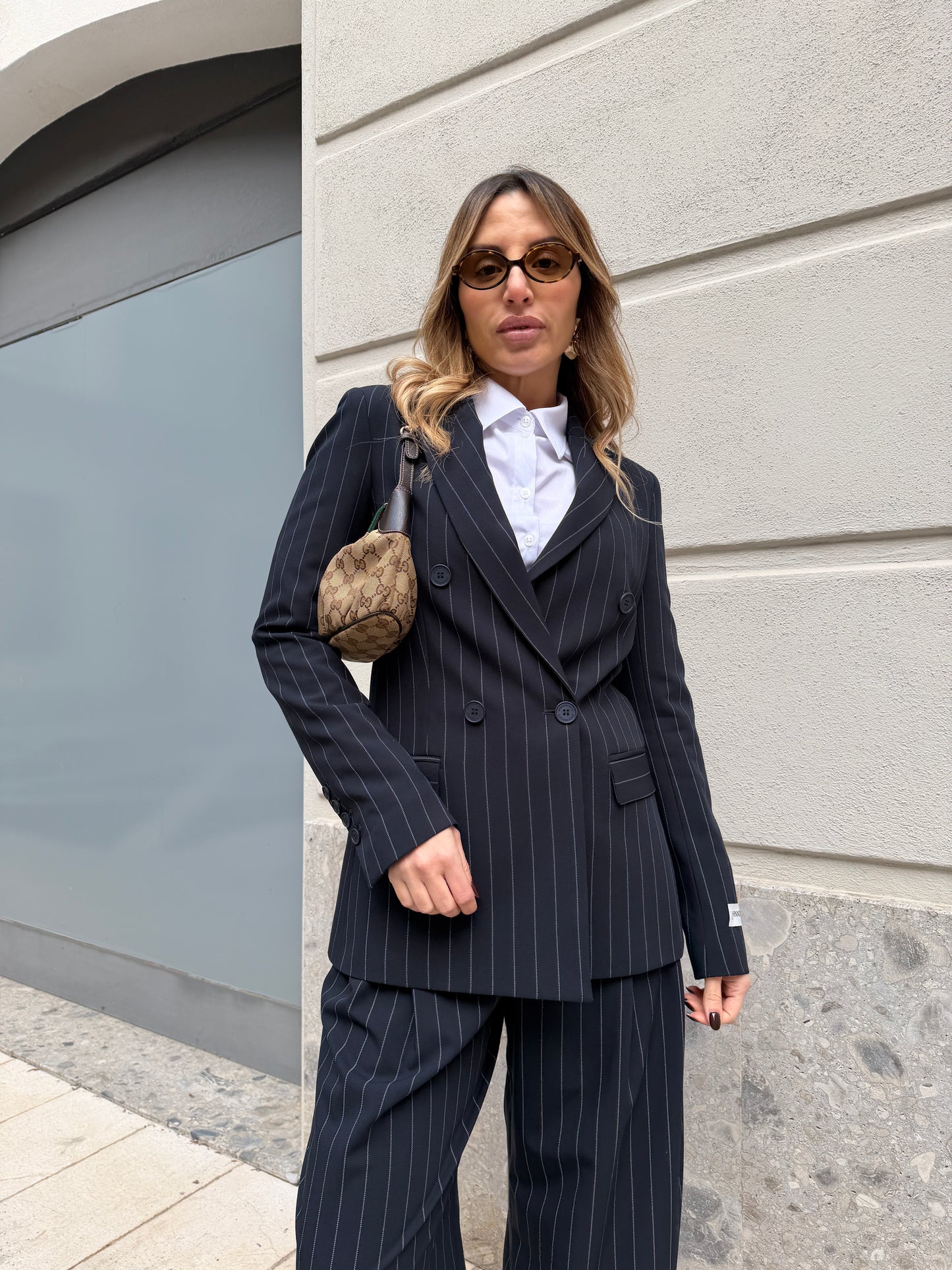 Doppiopetto blu gessato