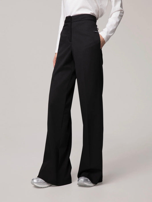 Pantalone palazzo nero in fresco lana – Hinnominate